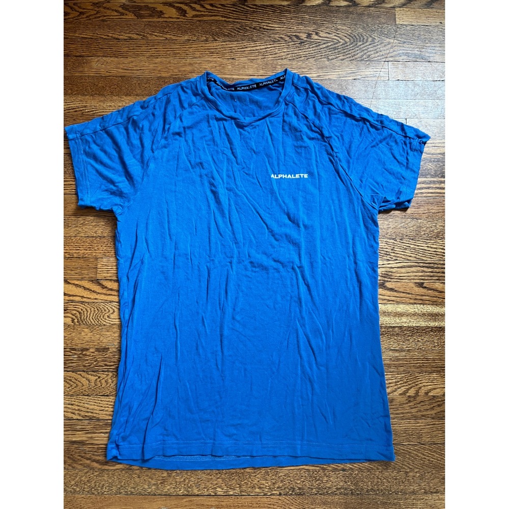 Alphalete Mens Short Sleeve Performance T-Shirt Blue Gym Training Top Medium